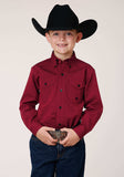 Roper Boys Long Sleeve Button Black Fill Solid Red Western Shirt - Roper - Flyclothing LLC