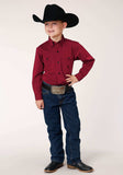 Roper Boys Long Sleeve Button Black Fill Solid Red Western Shirt - Roper - Flyclothing LLC