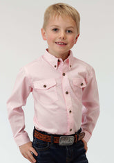 Roper Boys Pink Solid Long Sleeve Western Button Snap Shirt - Roper - Flyclothing LLC