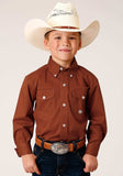 Roper Boys Long Sleeve Button Solid Poplin Stretch Orange Western Shirt - Roper - Flyclothing LLC