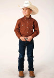 Roper Boys Long Sleeve Button Solid Poplin Stretch Orange Western Shirt - Roper - Flyclothing LLC