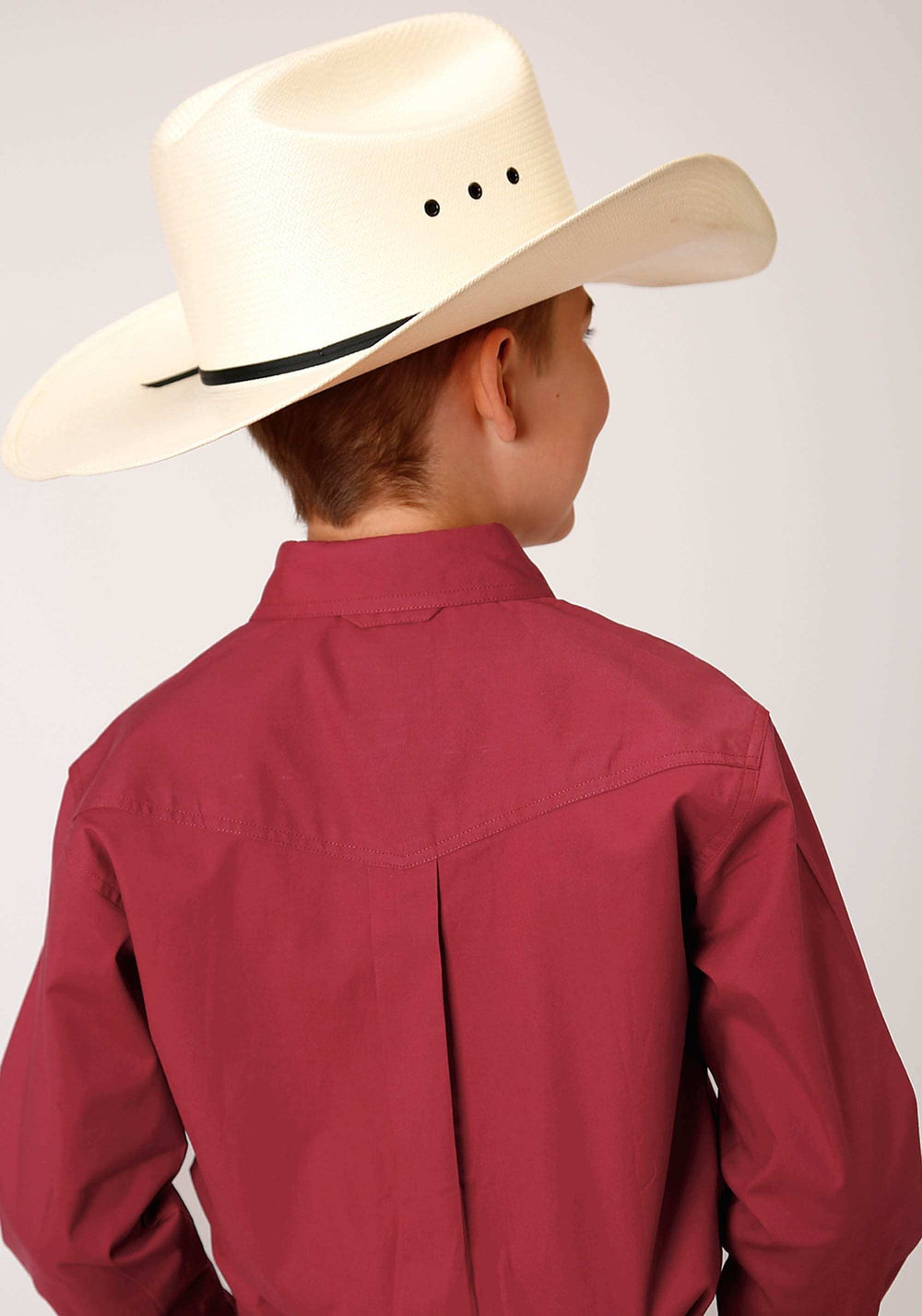Roper Boys Long Sleeve Button Stretch Poplin Red Western Shirt - Roper - Flyclothing LLC