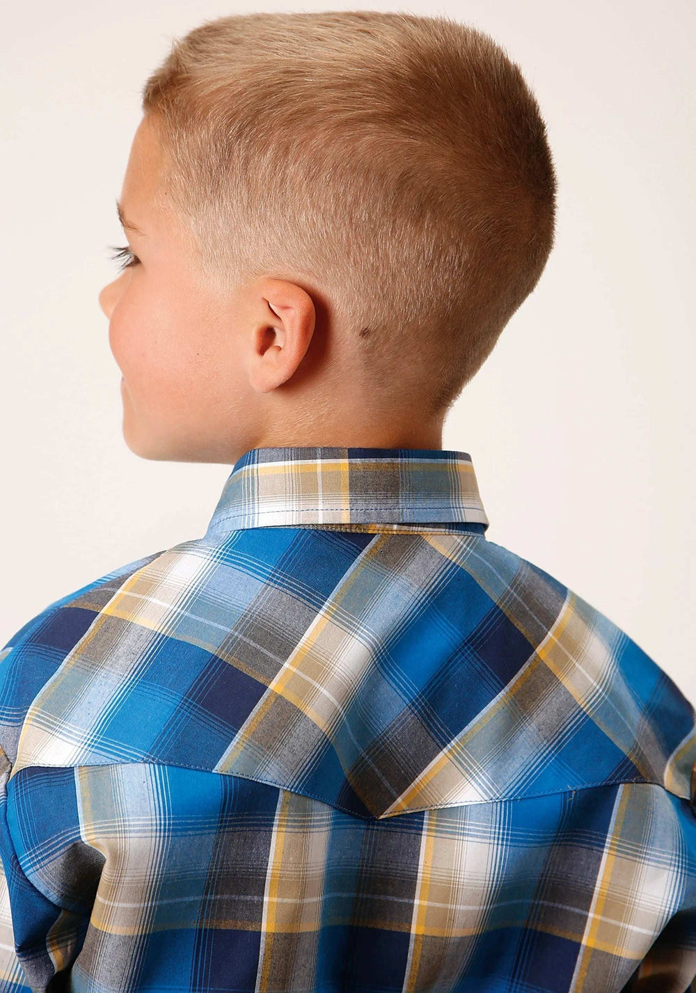 Roper Boys Long Sleeve Button Clear Sky Plaid Western Shirt - Roper - Flyclothing LLC