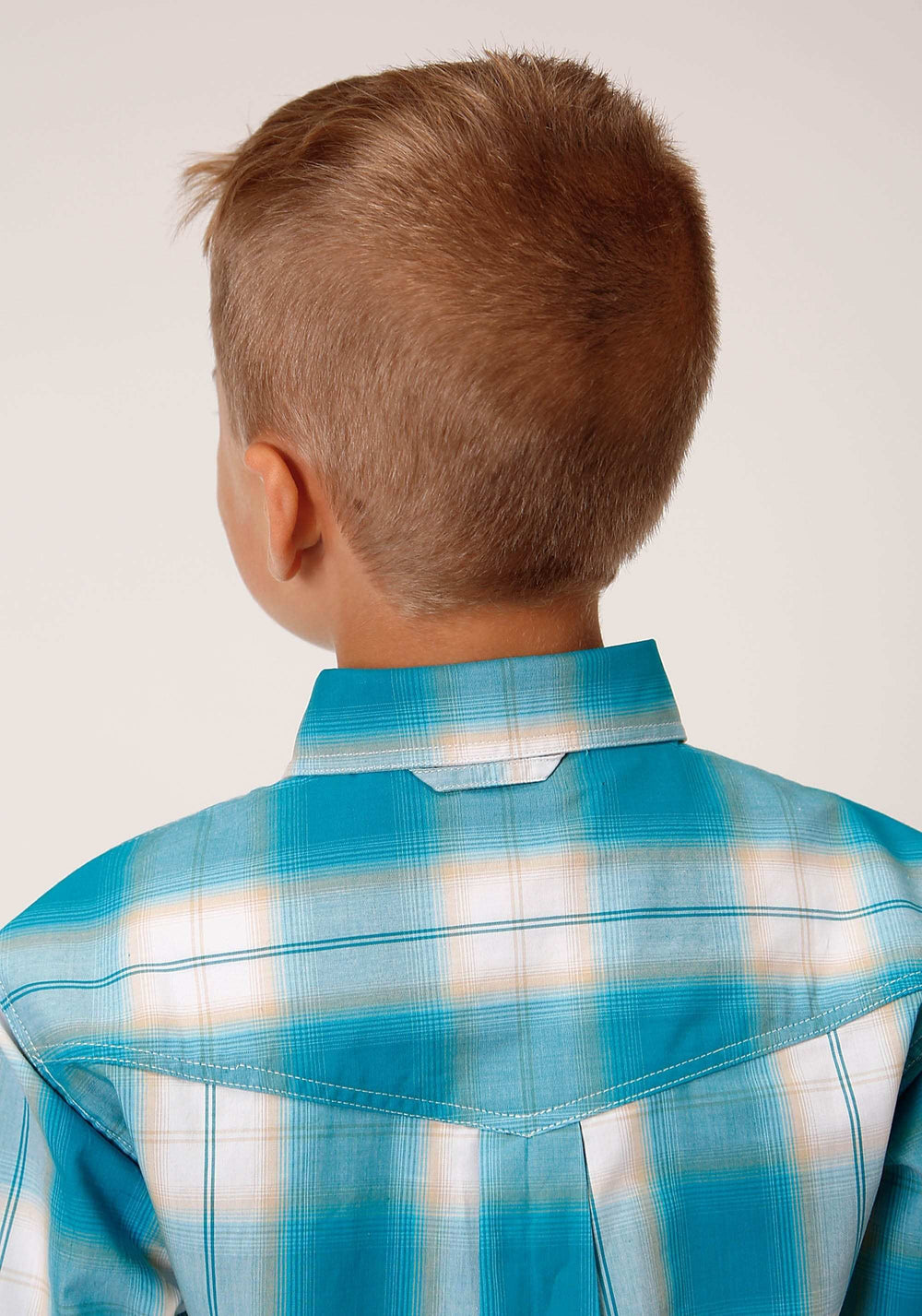 Roper Boys Long Sleeve Button Turquoise Sand Ombre Plaid Western Shirt - Roper - Flyclothing LLC