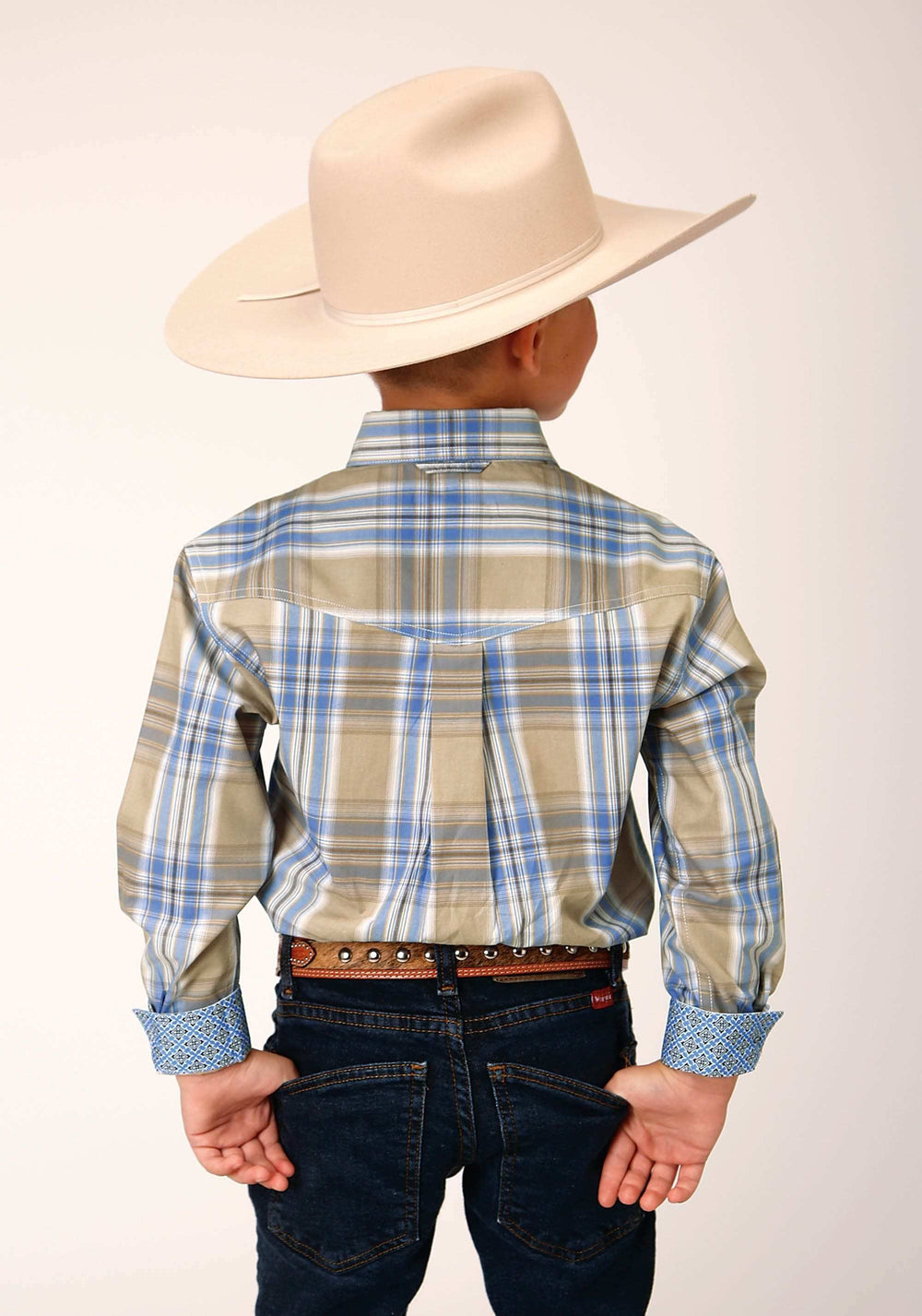 Roper Boys Long Sleeve Button Sandy Plaid Western Shirt - Roper - Flyclothing LLC