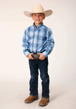 Roper Boys Long Sleeve Button Cornflower Plaid Western Shirt - Roper - Flyclothing LLC