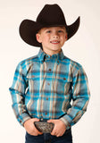 Roper Boys Long Sleeve Button Sandy Turquoise Plaid Western Shirt - Roper - Flyclothing LLC