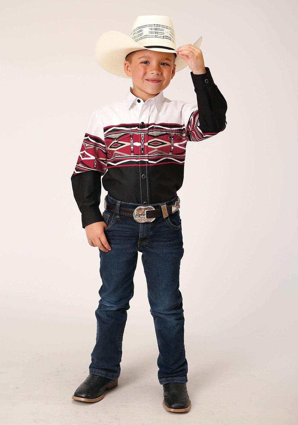 Roper Boys Long Sleeve Snap Tribal Border Western Shirt - Roper - Flyclothing LLC