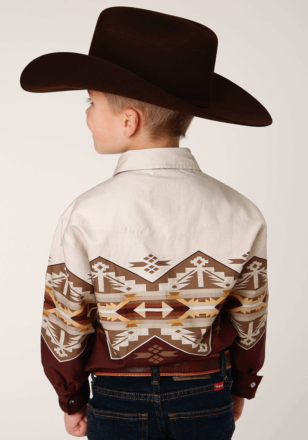 Roper Boys Long Sleeve Snap Arizona Aztec Border Western Shirt - Roper - Flyclothing LLC
