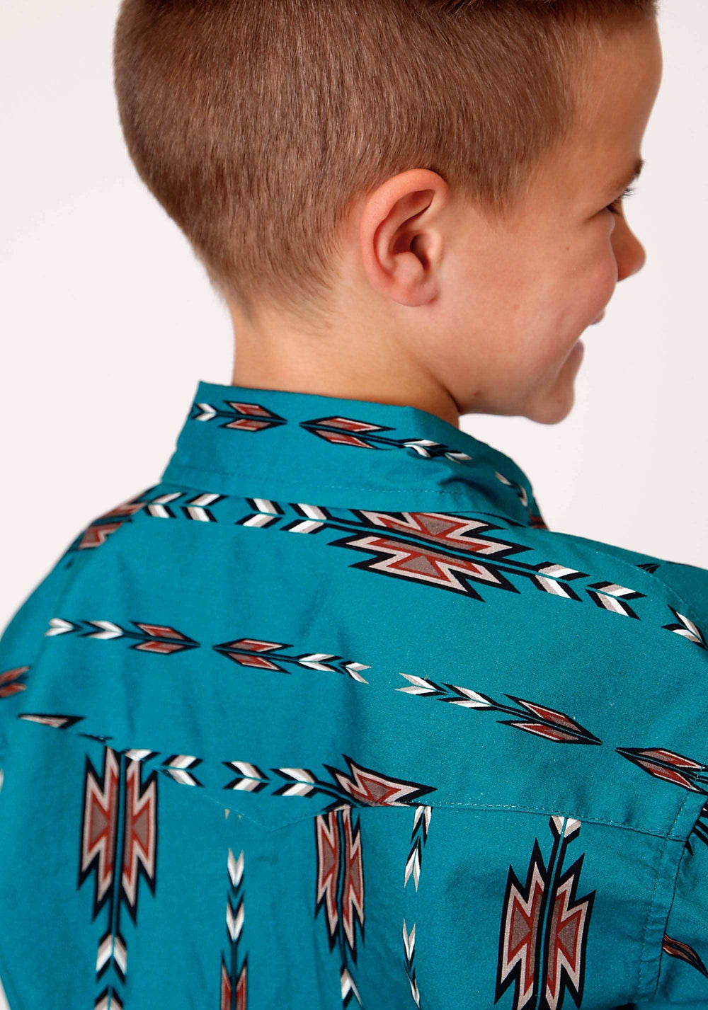 Roper Boys Long Sleeve Snap Teal Aztec Stripe Western Shirt - Roper - Flyclothing LLC