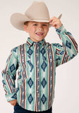 Roper Boys Long Sleeve Snap Verde Stripe Western Shirt - Roper - Flyclothing LLC