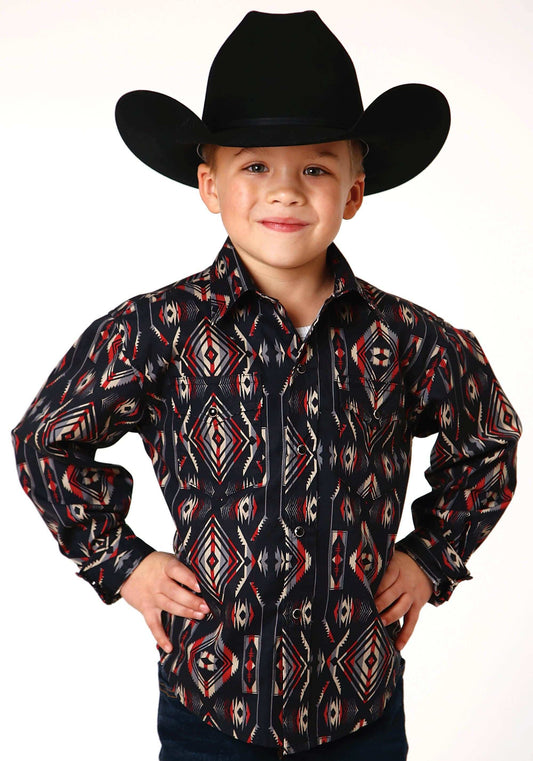 Roper Boys Long Sleeve Snap Blanket Stripe Western Shirt - Roper - Flyclothing LLC