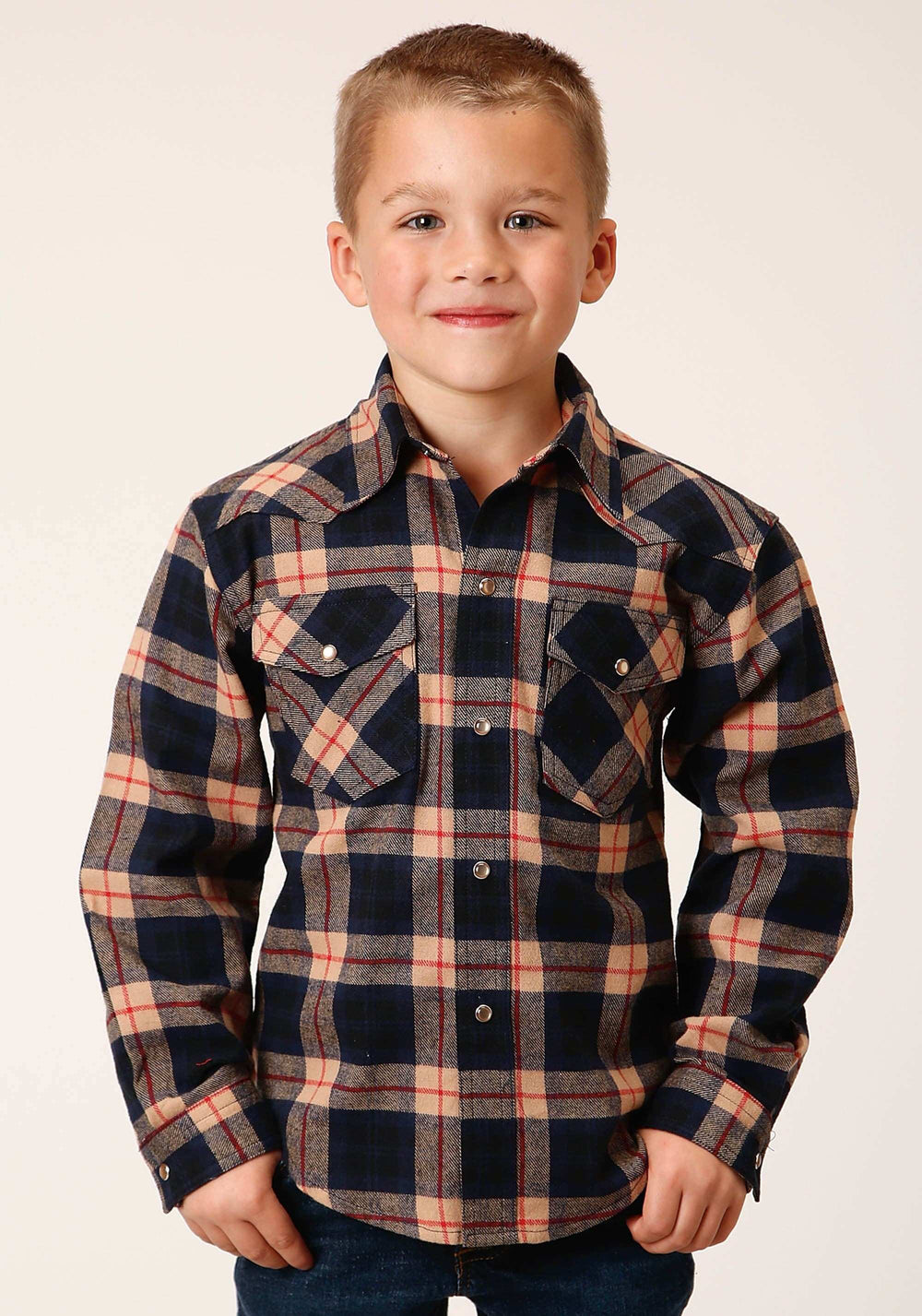 Roper Boys Long Sleeve Snap Unlined Flannel Shirts Western Shirt - Roper - Flyclothing LLC