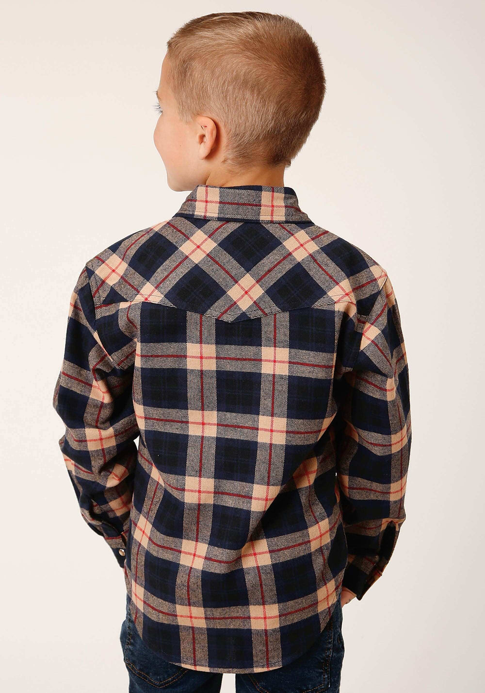 Roper Boys Long Sleeve Snap Unlined Flannel Shirts Western Shirt - Roper - Flyclothing LLC