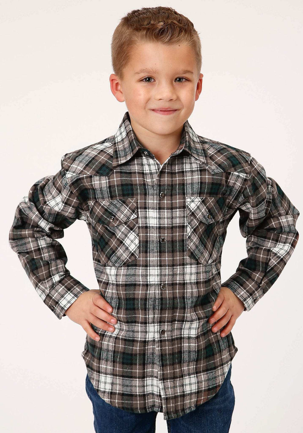 Roper Boys Long Sleeve Snap Unlined Flannel Shirt Western Shirt - Roper - Flyclothing LLC