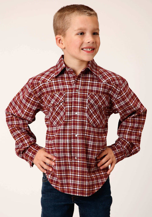 Roper Boys Long Sleeve Snap Unlined Flannel Shirts Western Shirt - Roper - Flyclothing LLC