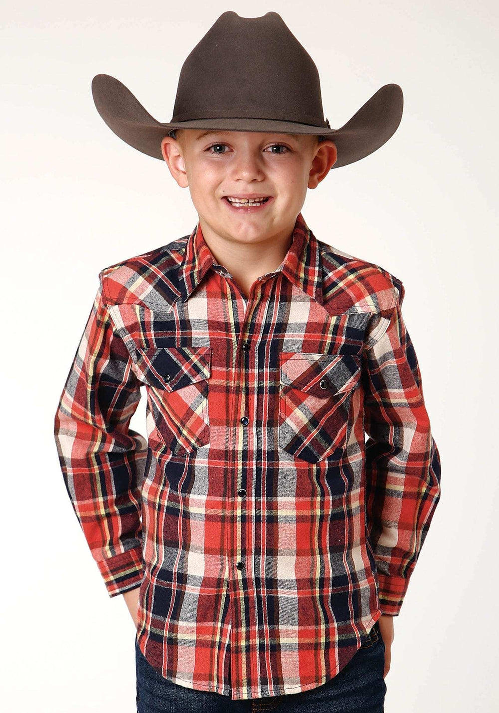 Roper Boys Long Sleeve Snap Unlined Flannel Shirt Western Shirt - Roper - Flyclothing LLC