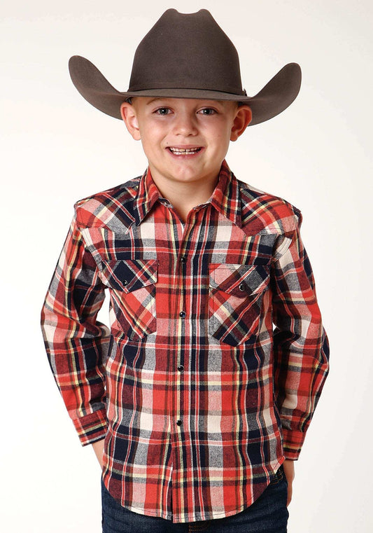 Roper Boys Long Sleeve Snap Unlined Flannel Shirt Western Shirt - Roper - Flyclothing LLC