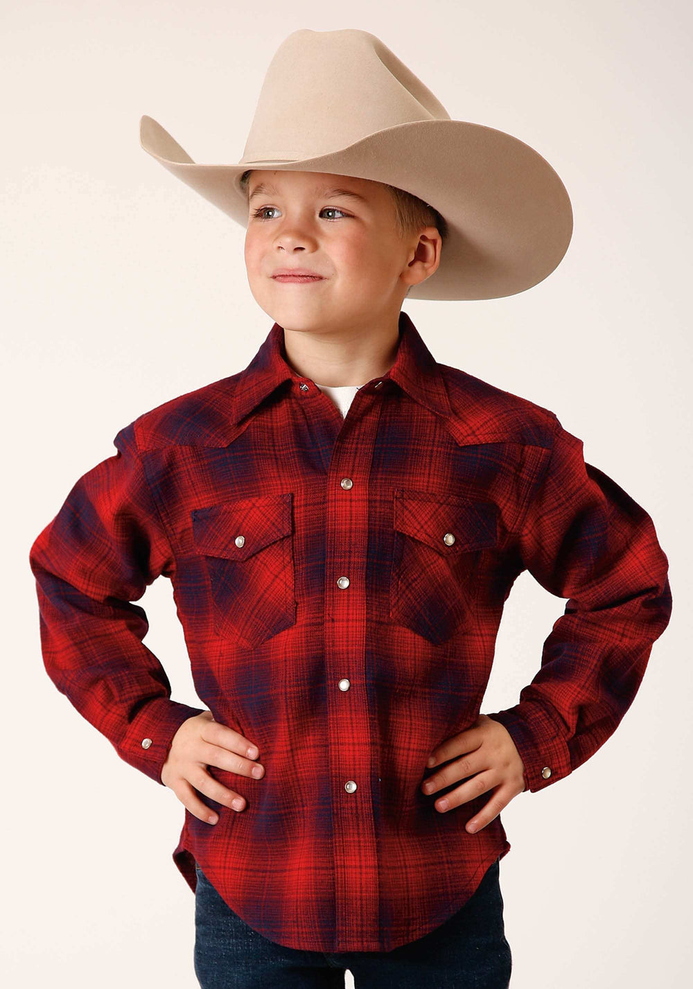 Roper Boys Long Sleeve Snap Unlined Flannel Shirts Western Shirt - Roper - Flyclothing LLC