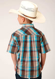 Roper Boys Short Sleeve Snap Desert Dobby Plaid Western Shirt - Roper - Flyclothing LLC