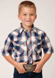 Roper Boys Short Sleeve Snap Indigo Dobby Western Shirt - Roper - Flyclothing LLC