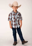 Roper Boys Short Sleeve Snap Dobby Check Western Shirt - Roper - Flyclothing LLC