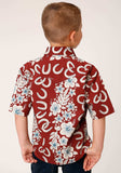 Roper Boys Short Sleeve Snap Hawaiian Horseshoes Print Western Shirt - Roper - Flyclothing LLC