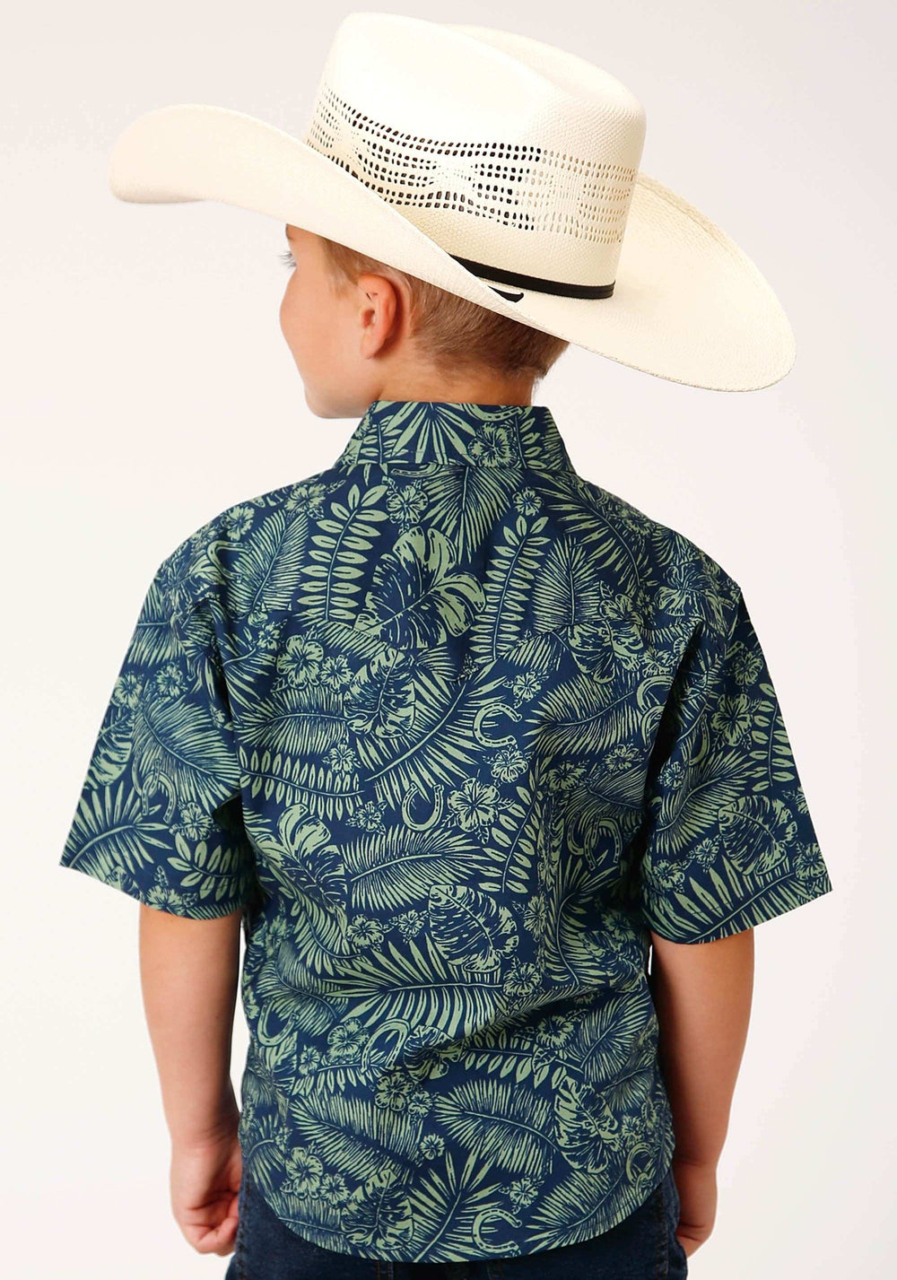 Roper Boys Short Sleeve Snap Lucky Tropical Print Western Shirt - Roper - Flyclothing LLC