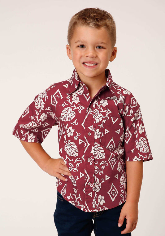 Roper Boys Short Sleeve Snap Red Tropics Western Shirt - Roper - Flyclothing LLC