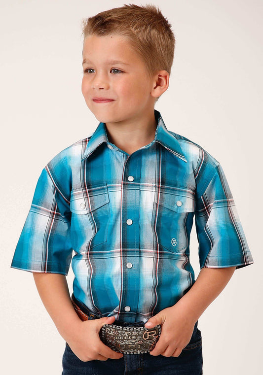 Roper Boys Short Sleeve Snap Deep Pool Ombre Western Shirt - Roper - Flyclothing LLC
