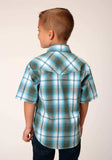 Roper Boys Short Sleeve Snap Meadow Plaid Western Shirt - Roper - Flyclothing LLC