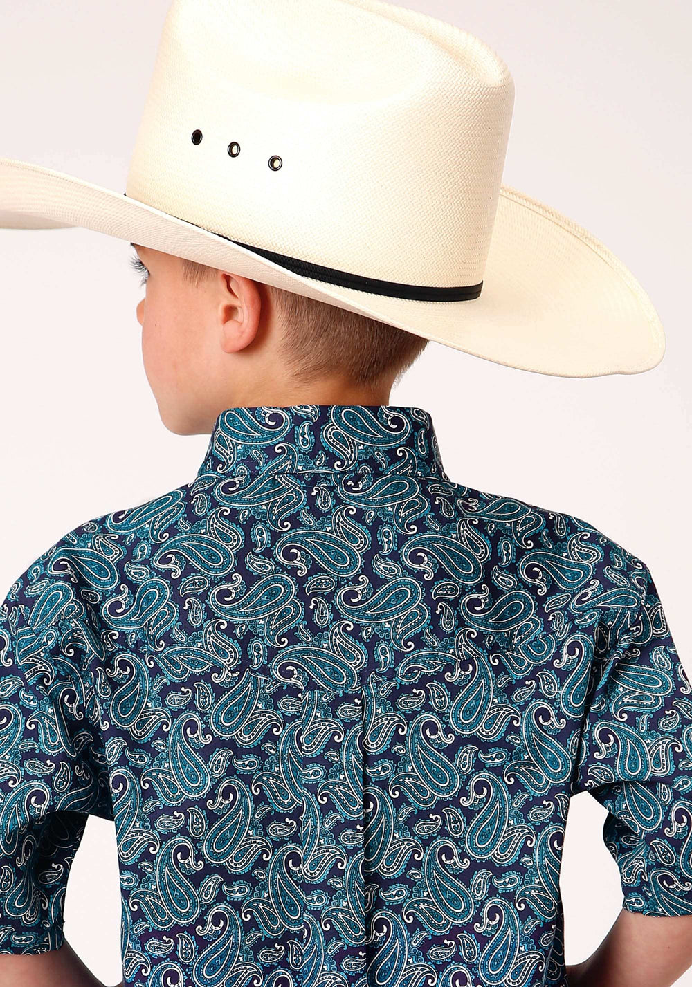 Roper Boys Short Sleeve Button Purple Sage Paisley Western Shirt - Roper - Flyclothing LLC