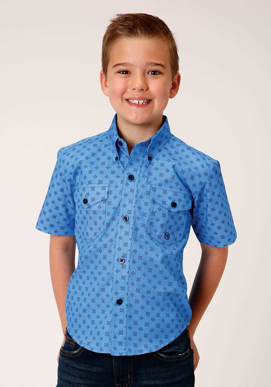Roper Boys Short Sleeve Button Cottage Foulard Western Shirt - Roper - Flyclothing LLC