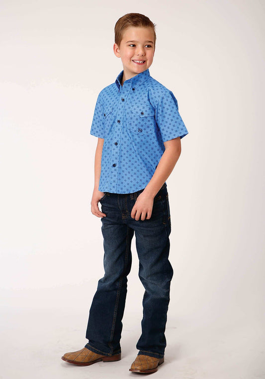 Roper Boys Short Sleeve Button Cottage Foulard Western Shirt - Roper - Flyclothing LLC