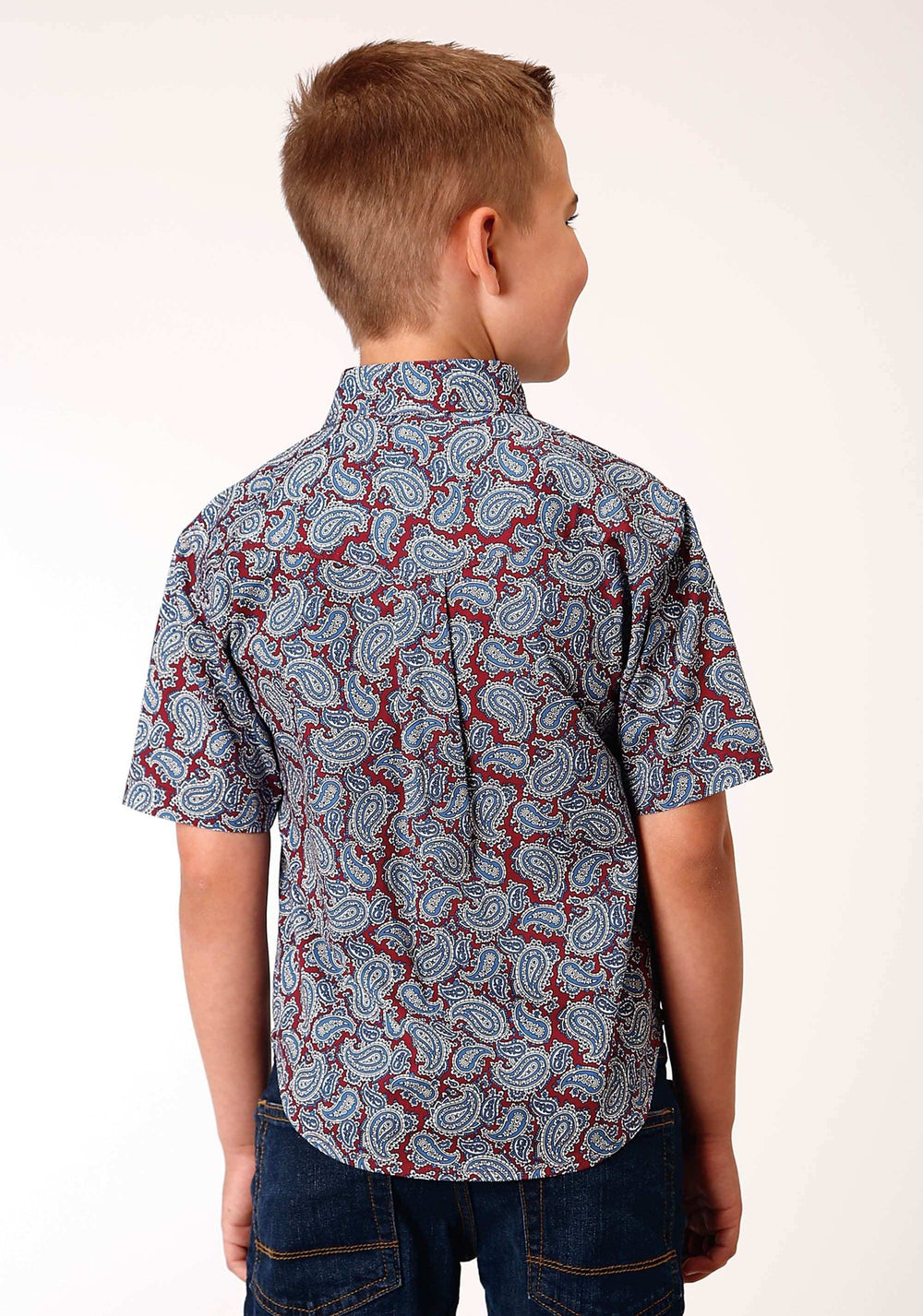 Roper Boys Short Sleeve Button Liberty Paisley Western Shirt - Roper - Flyclothing LLC