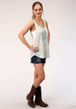 Roper Womens Heather Gray With Sequin Decoration Sleeveless Knit Top - Roper - Flyclothing LLC