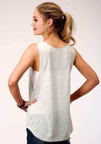 Roper Womens Heather Gray With Sequin Decoration Sleeveless Knit Top - Roper - Flyclothing LLC