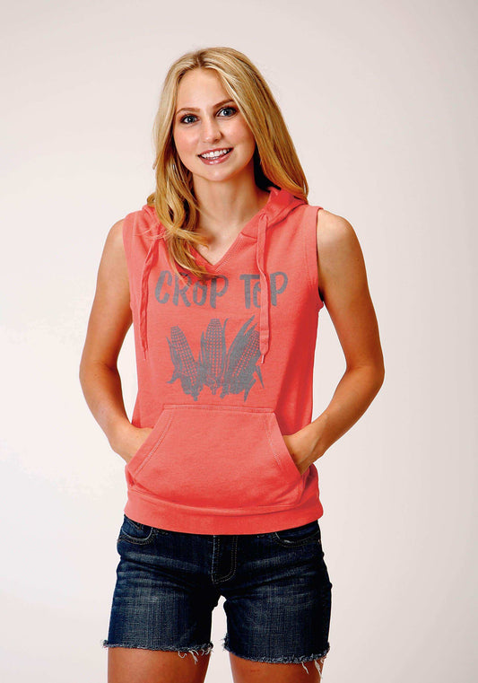 Roper Womens Coral With Corn Screen Print Sleeveless Knit Top - Roper - Flyclothing LLC