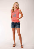 Roper Womens Coral With Corn Screen Print Sleeveless Knit Top - Roper - Flyclothing LLC