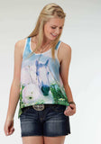 Roper Womens Sublimation Horse Print Sleeveless Knit Top - Roper - Flyclothing LLC