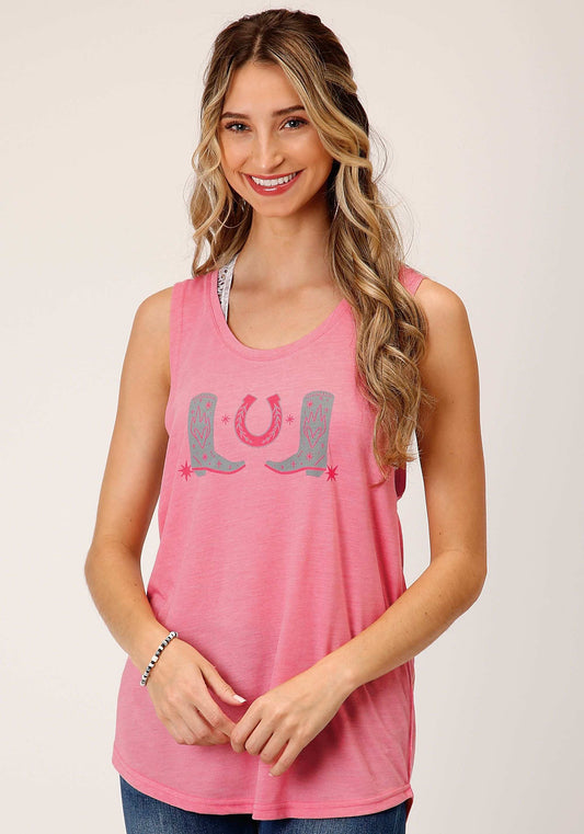 Roper Womens Sleeveless Knit Poly Rayon Jersey Slvls Scoop Neck Tee Top - Roper - Flyclothing LLC