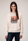Roper Womens Long Sleeve Knit Cream Poly Rayon Long Sleeve T Top - Roper - Flyclothing LLC