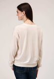 Roper Womens Long Sleeve Knit Cream Poly Rayon Long Sleeve T Top - Roper - Flyclothing LLC