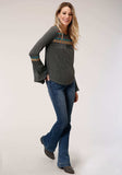 Roper Womens Long Sleeve Knit Heather Jersey Peasant Top - Roper - Flyclothing LLC