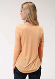 Roper Womens Yellow Solid With Screen Print Long Sleeve Knit Top - Roper - Flyclothing LLC