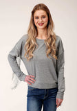 Roper Womens Long Sleeve Knit Heather Grey Sweatshirt - Roper - Flyclothing LLC