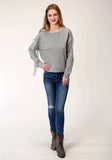 Roper Womens Long Sleeve Knit Heather Grey Sweatshirt - Roper - Flyclothing LLC
