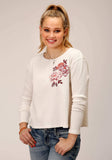 Roper Womens Long Sleeve Knit Cream Waffle Slub Top - Roper - Flyclothing LLC