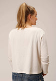 Roper Womens Long Sleeve Knit Cream Waffle Slub Top - Roper - Flyclothing LLC
