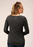 Roper Womens Long Sleeve Knit Heather Charcoal Poly Rayon Top - Roper - Flyclothing LLC
